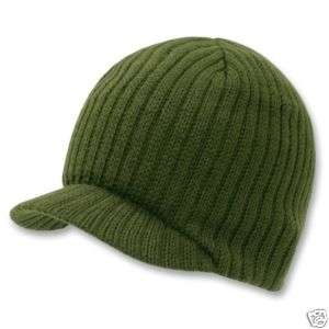 OLIVE GREEN SOLID CAMPUS VISOR BEANIE JEEP CAP CAPS HAT  