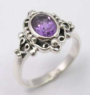 925 Pure Silver NATURAL AMETHYST GEMSTONE Ring Any Size  