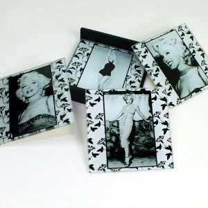    Marilyn Monroe Pink Floral Glass Coasters