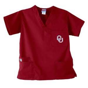 BSS   Oklahoma Sooners NCAA GelsScrubs 5 Pocket Top (Crimson) (Medium)