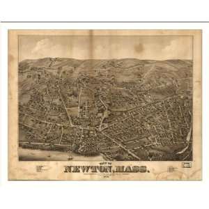  Historic Newton, Massachusetts, c. 1878 (L) Panoramic Map 