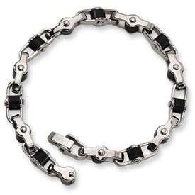Chisel® Stainless Steel Black Rubber Man 8.5 Bracelet  