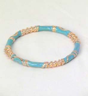 VALENTINA Womens NEW Gold Turquoise Cloisonne Enamel Bangle Bracelet 