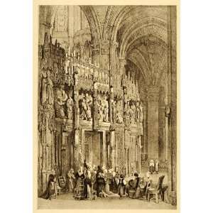  1915 Print Prout Art Chatres Cathedral Interior France 
