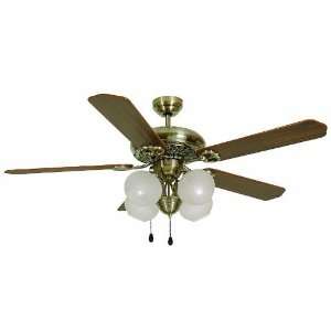 Odessa Collection Ceiling Fan Antique Brass with Frosted Float Glass 