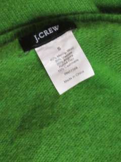   green merino wool angora cashmere argyle print v neck sweater S  