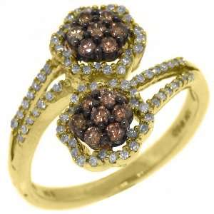   Yellow Gold .50 Carats Brilliant Round Champagne Diamond Ring: Jewelry