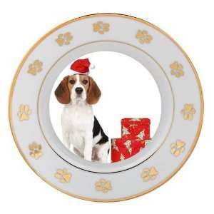  Beagle Christmas Porcelain Paw Plate