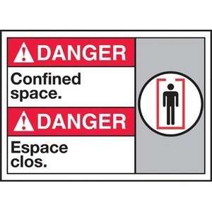 DANGER CONFINED SPACE (W/GRAPHIC) Sign   10 x 14 Adhesive Dura Vinyl