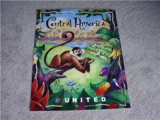 UNITED AIRLINES LEE WHITE POSTER CENTRAL AMERICA JUNGLE  