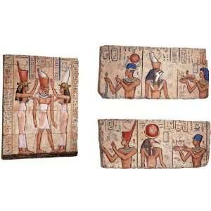  Replica Classic Ancient Egyptian Temple Wall Art Plaque   3 Sets