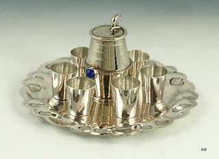 ADORABLE MEXICAN STERLING SILVER DRINKING SET WITH KEG  