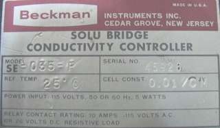 Beckman Solu Bridge Conductivity Controller SE 035 F  