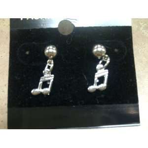   Silver Plated 16th Note Earrings (small double note) 