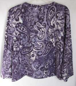 Coldwater Creek Muted Paisley Lt weight Fleece Pullover  