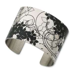   Stainless Steel Floral Rain Brushed Cuff Bangle: Chisel: Jewelry