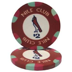  50 $2 Nile Club 10 Gram Ceramic Casino Quality Poker Chips 