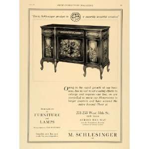 1920 Ad M Schlesinger Furniture Lamps Home Decoration   Original Print 