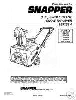 SNAPPER LE SERIES 0 SNOW BLOWER PARTS MANUAL  
