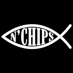  Fish N Chips Christian Jesus Fish Sticker funny religious 
