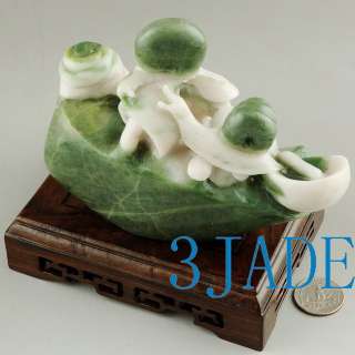 Natural Dushan Jade Carving / Sculpture: Snails Statue  