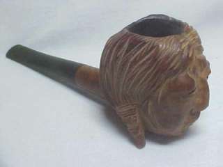 VINTAGE INDIAN HEAD HAND CARVED SMOKING PIPE ESTATE ~ SEE ADDITIONAL 