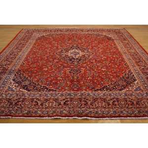  910 x 127 Red Persian Hand Knotted Wool Mashad Rug 