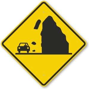Falling rocks, snow or ice ahead. High Intensity Grade Sign, 24 x 24
