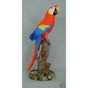  Perched Red Scarlet Macaw Parrot Statue 