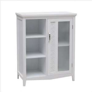   Elite Home Fashions 7558 Greek Key Floor Linen Cabinet, White: Home