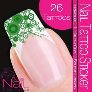  Nail Tattoo Sticker Circle / Deco Corner   green: Beauty