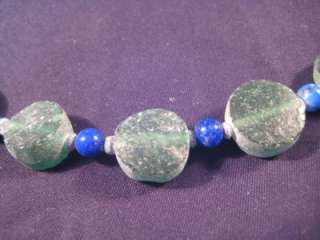 1700 yrs 925 Silver Roman Glass antique bead necklace A  