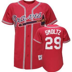  John Smoltz Red Majestic MLB Away Replica Atlanta Braves 