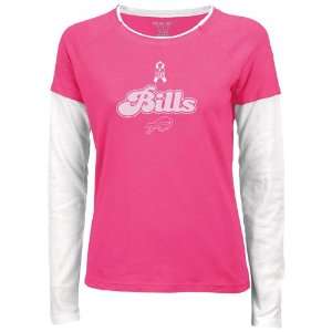 Buffalo Bills Womens Pink Breast Cancer BCA Ribbon Script Long Sleeve 