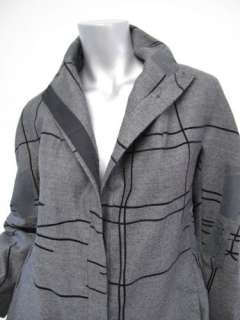 Martine Sitbon Grey/Black Print Wool Coat sz 42  