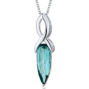   Marquise Buff Top Sterling Silver Rhodium Finish Green Spinel Pendant