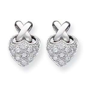  Sterling Silver CZ Heart Shape Earrings Jewelry