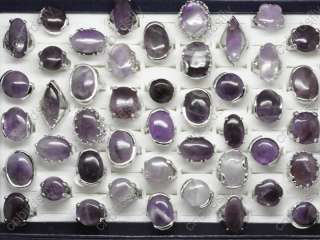   jewelry lots mix 25 amethyst stone silver P Rings Free shipping CST16