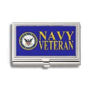  US Navy Veteran Business Card Holder Metal Case Office 