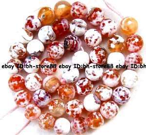8mm red crackle crab Agate round faceted Beads 14  