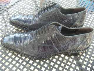 New Mezlan Genuine Size 9 Platinum Gray Crocodile Oxfords Shoes