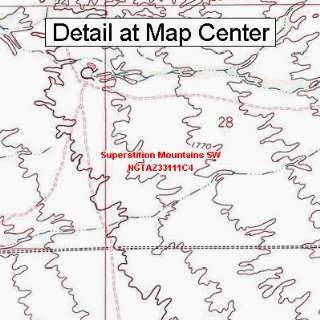 USGS Topographic Quadrangle Map   Superstition Mountains SW, Arizona 