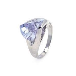  Sterling Silver Sideway Lavender CZ Ring Size 5 Jewelry