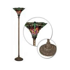  Tiffany style Dragonfly Red & Purple Torchiere Lamp
