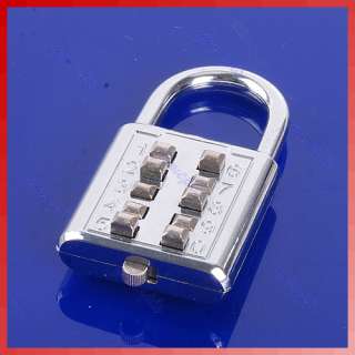   Push Button Combination Number Luggage Travel Code Lock Padlock Silver