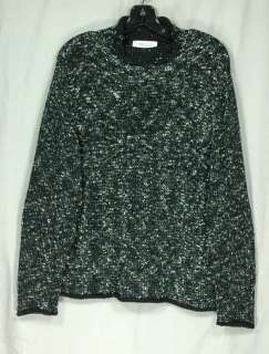 COLDWATER CREEK Black Wht & Gray Pullover SWEATER L  
