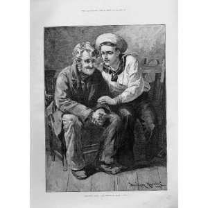  Sailors Shortened Leave Fine Art Antique Print 1855