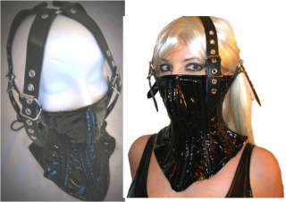   PVC Lace Up Neck Corset Posture Collar Mouth Gag Costume Mask  