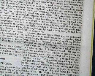 Rare DANIEL BOONE Kentucky Pioneer 1816 Old Newspaper famous 
