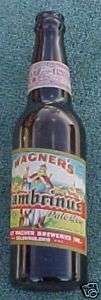 WAGNERS GAMBRINUS Beer Bottle 1935 Columbus Oh Label  